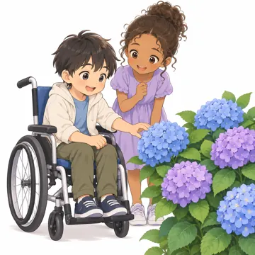 季節・行事の挿絵 季節・行事の挿絵 6月:あじさいを見る