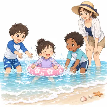 季節・行事の挿絵 季節・行事の挿絵 7月:海水浴
