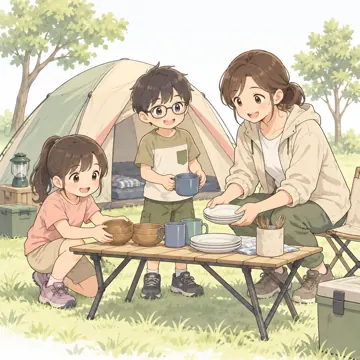 季節・行事の挿絵 季節・行事の挿絵 8月:キャンプ