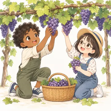 季節・行事の挿絵 季節・行事の挿絵 9月:ぶどう狩り