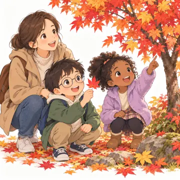 季節・行事の挿絵 季節・行事の挿絵 10月:紅葉狩り