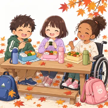 季節・行事の挿絵 季節・行事の挿絵 10月:遠足でお弁当
