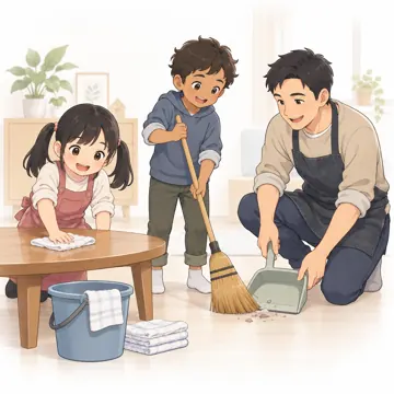 季節・行事の挿絵 季節・行事の挿絵 12月:大掃除