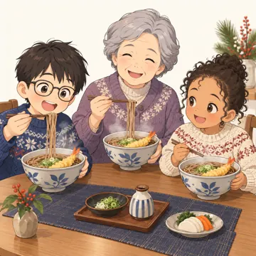 季節・行事の挿絵 季節・行事の挿絵 12月:年越しそば