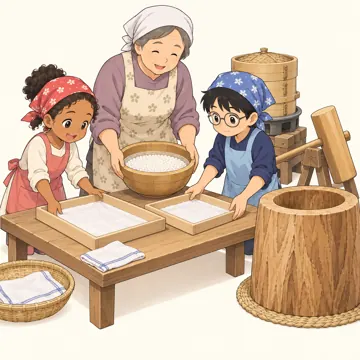 季節・行事の挿絵 季節・行事の挿絵 12月:もちつきの準備