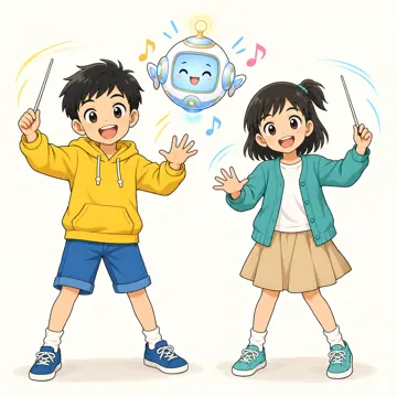 教科の場面 教科の場面 音楽:ハルやミオたちが指揮をしている