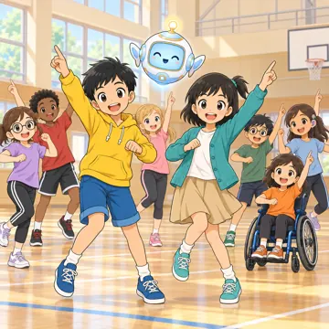教科の場面 教科の場面 体育:ハルやミオたちがダンスをしている