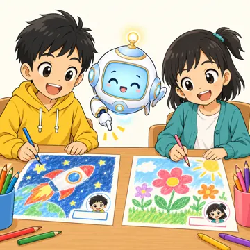 情報モラルの場面(テーマ別) 情報モラルの場面 著作権:ハルやミオたちが作品に名前を書く