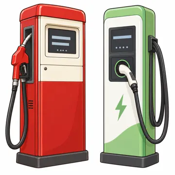 のりもの・はたらく車 のりもの・はたらく車 空・海・その他:ガソリンスタンドの給油機と電気自動車の充電器
