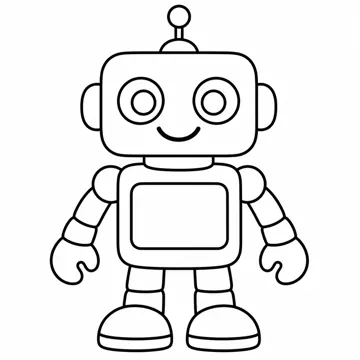 ぬりえ(線画)・キャラクター・小物 ぬりえ(線画) かわいいロボット1体