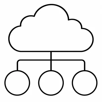 ぬりえ(線画)・キャラクター・小物 ぬりえ(線画) 雲とネットワークの線(シンプルに)