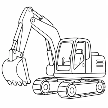 ぬりえ(線画)・テーマ別(デジタル・学校・季節・生きもの・はたらく人) ぬりえ はたらく人・のりもの:ショベルカー