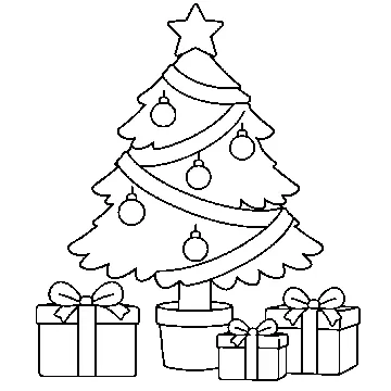 ぬりえ(線画)・テーマ別(デジタル・学校・季節・生きもの・はたらく人) ぬりえ 季節・行事:クリスマスツリー