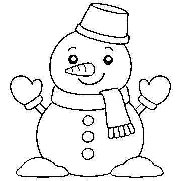 ぬりえ(線画)・テーマ別(デジタル・学校・季節・生きもの・はたらく人) ぬりえ 季節・行事:雪だるま