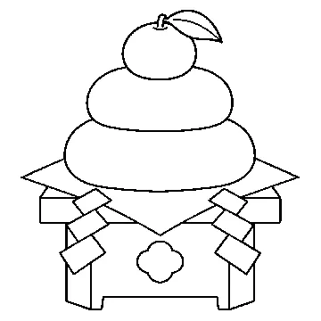 ぬりえ(線画)・テーマ別(デジタル・学校・季節・生きもの・はたらく人) ぬりえ 季節・行事:かがみもち