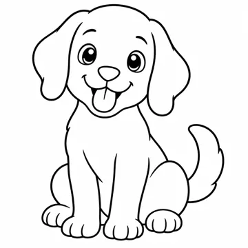 ぬりえ(線画)・テーマ別(デジタル・学校・季節・生きもの・はたらく人) ぬりえ 生きもの・自然:犬