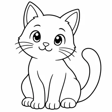 ぬりえ(線画)・テーマ別(デジタル・学校・季節・生きもの・はたらく人) ぬりえ 生きもの・自然:ねこ
