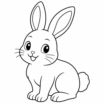 ぬりえ(線画)・テーマ別(デジタル・学校・季節・生きもの・はたらく人) ぬりえ 生きもの・自然:うさぎ