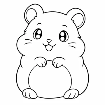 ぬりえ(線画)・テーマ別(デジタル・学校・季節・生きもの・はたらく人) ぬりえ 生きもの・自然:ハムスター