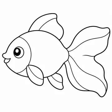 ぬりえ(線画)・テーマ別(デジタル・学校・季節・生きもの・はたらく人) ぬりえ 生きもの・自然:金魚