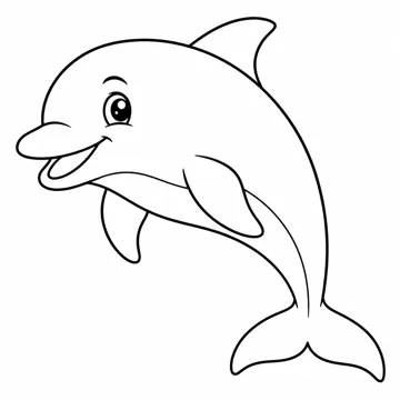 ぬりえ(線画)・テーマ別(デジタル・学校・季節・生きもの・はたらく人) ぬりえ 生きもの・自然:イルカ