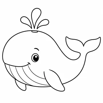 ぬりえ(線画)・テーマ別(デジタル・学校・季節・生きもの・はたらく人) ぬりえ 生きもの・自然:くじら
