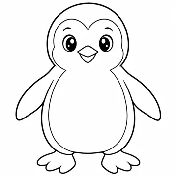ぬりえ(線画)・テーマ別(デジタル・学校・季節・生きもの・はたらく人) ぬりえ 生きもの・自然:ペンギン