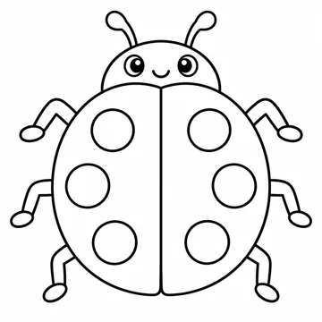 ぬりえ(線画)・テーマ別(デジタル・学校・季節・生きもの・はたらく人) ぬりえ 生きもの・自然:てんとうむし
