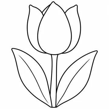 ぬりえ(線画)・テーマ別(デジタル・学校・季節・生きもの・はたらく人) ぬりえ 生きもの・自然:チューリップ