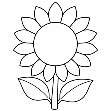 ぬりえ(線画)・テーマ別(デジタル・学校・季節・生きもの・はたらく人) ぬりえ 生きもの・自然:ひまわり