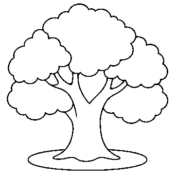 ぬりえ(線画)・テーマ別(デジタル・学校・季節・生きもの・はたらく人) ぬりえ 生きもの・自然:大きな木