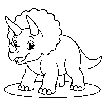 ぬりえ(線画)・テーマ別(デジタル・学校・季節・生きもの・はたらく人) ぬりえ 生きもの・自然:トリケラトプス