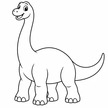 ぬりえ(線画)・テーマ別(デジタル・学校・季節・生きもの・はたらく人) ぬりえ 生きもの・自然:首の長い恐竜