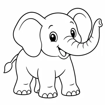 ぬりえ(線画)・テーマ別(デジタル・学校・季節・生きもの・はたらく人) ぬりえ 生きもの・自然:ぞう