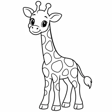 ぬりえ(線画)・テーマ別(デジタル・学校・季節・生きもの・はたらく人) ぬりえ 生きもの・自然:きりん