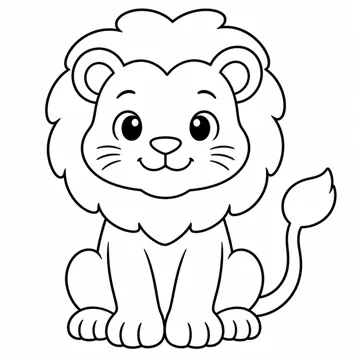 ぬりえ(線画)・テーマ別(デジタル・学校・季節・生きもの・はたらく人) ぬりえ 生きもの・自然:ライオン