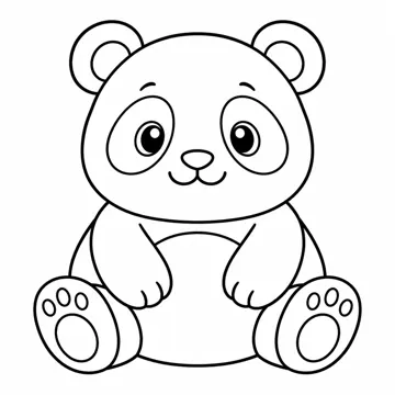 ぬりえ(線画)・テーマ別(デジタル・学校・季節・生きもの・はたらく人) ぬりえ 生きもの・自然:パンダ