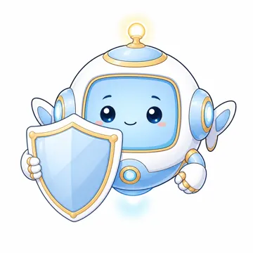 しぐさ・場面のポーズ・アイ アイ AI マスコット 盾で守る