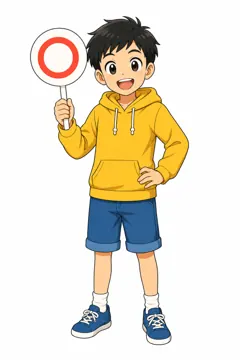 しぐさ・場面のポーズ・ハル ハル 男の子 ○札 まる