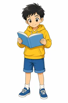 しぐさ・場面のポーズ・ハル ハル 男の子 本を読む
