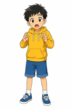 しぐさ・場面のポーズ・ハル ハル 男の子 びっくり