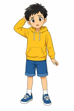 しぐさ・場面のポーズ・ハル ハル 男の子 困り 相談