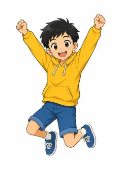 しぐさ・場面のポーズ・ハル ハル 男の子 ジャンプ