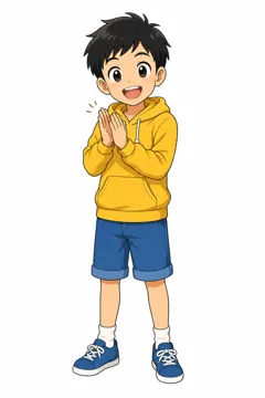 しぐさ・場面のポーズ・ハル ハル 男の子 拍手