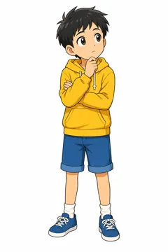 しぐさ・場面のポーズ・ハル ハル 男の子 考える