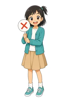 しぐさ・場面のポーズ・ミオ ミオ 女の子 ×札 ばつ