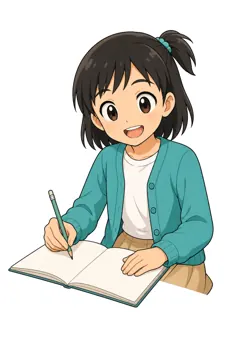 しぐさ・場面のポーズ・ミオ ミオ 女の子 ノートに書く