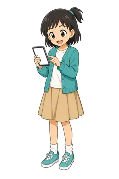 しぐさ・場面のポーズ・ミオ ミオ 女の子 端末操作 タブレット