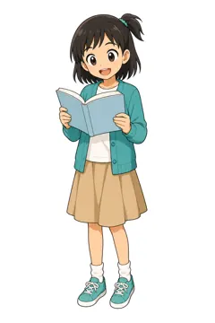 しぐさ・場面のポーズ・ミオ ミオ 女の子 本を読む