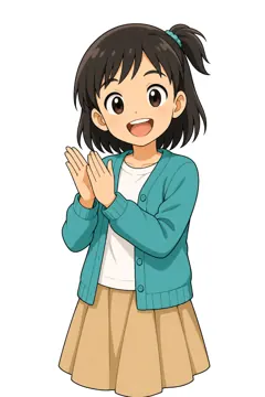 しぐさ・場面のポーズ・ミオ ミオ 女の子 拍手